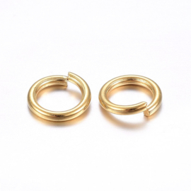 25 x RVS 304 sieraden buigringen of buigringetjes 8 x 1,5mm 24K Goldplated