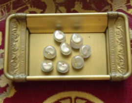 10 x  Glasparels – Hoekig – Ivoor – ca. 7 mm