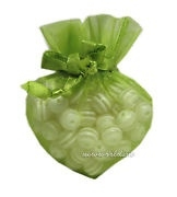 20 x luxe hartvormige organza zakjes 10cm x 8.75cm lime (op is op!)