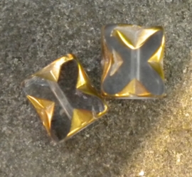 5x Prachtige glaskraal 8x6 mm goud met transparant
