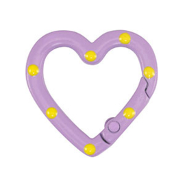 1 x Gekleurde onderdelen sleutelhanger hart Purple-yellow ca. 25x26x4mm