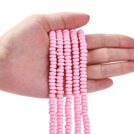20 x Polymeer kralen rondellen 7mm Pearl Pink