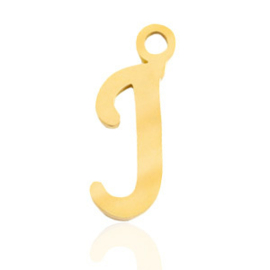 Roestvrij stalen (RVS) Stainless steel bedels initial J Goud