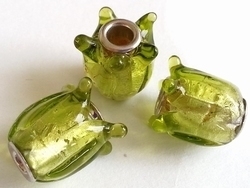 Per stuk Glaskraal European Jewelry bedel tulp lime-groen zilverfolie 15 mm
