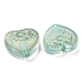 10 x Ornament hartjes kralen 18 x 17 x 6 mm – gat 1,6 mm – pale turquoise ♥