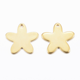 2 x RVS 304 metalen bedel van een bloem 13 x 14 x 1mm gat: 1mm