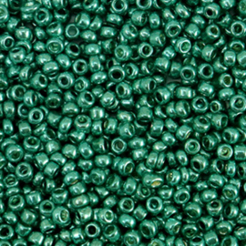 20 gram Glaskralen Rocailles 12/0 (2mm) Metallic shine ocean green