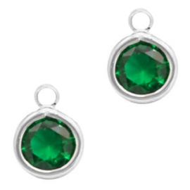 1 x DQ facethanger gekleurd Classic Green - crystal-silver 7x10 mm