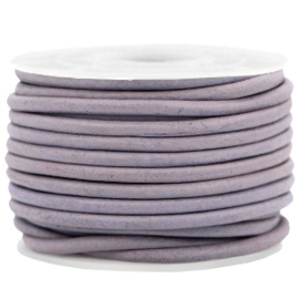 50cm DQ leer rond 3 mm Dark lilac purple - vintage finish