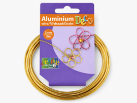 1 rol Vaessen Creative aluminiumdraad 2 mm x 5 meter licht goudkleur (Nikkelvrij)