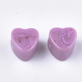 10 x resin hart kralen gemeleerde hartjes pastel mix 12,5 x 12,5 x 9,5mm gat 3mm