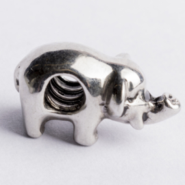 Be Charmed olifant kraal zilver met een rhodium laag (nikkelvrij) c.a.18x 9mm groot gat: 4mm