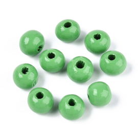 20 x Houten kralen rond 8 x 7 mm – gat 2 mm – Light Green