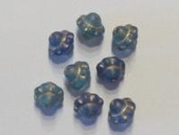 10 x Glaskraal fantasie mat blauw 7 mm