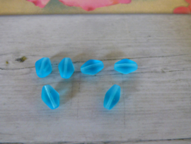 10x Bicone Glaskraal Ovaal Blauw 9.5 x 5.5mm oogje: 1mm