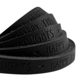 20 cm Plat imi leer 10mm met quote - Happy thoughts - Black ♥