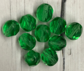 10 x groene glaskralen met facet 6mm gat 1mm