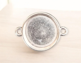 1 x Metalen cabochon houder tussenzetsel, antiek zilverkleur tray Ø15 mm