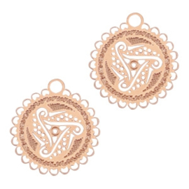 2x Hangers Bohemian rond met oog 12mm Rosegold