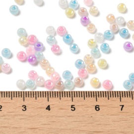 20 gram Glaskralen rocailles Ceylon 4 x 3 mm – gat 1,2 mm – kleurrijke pastel mix