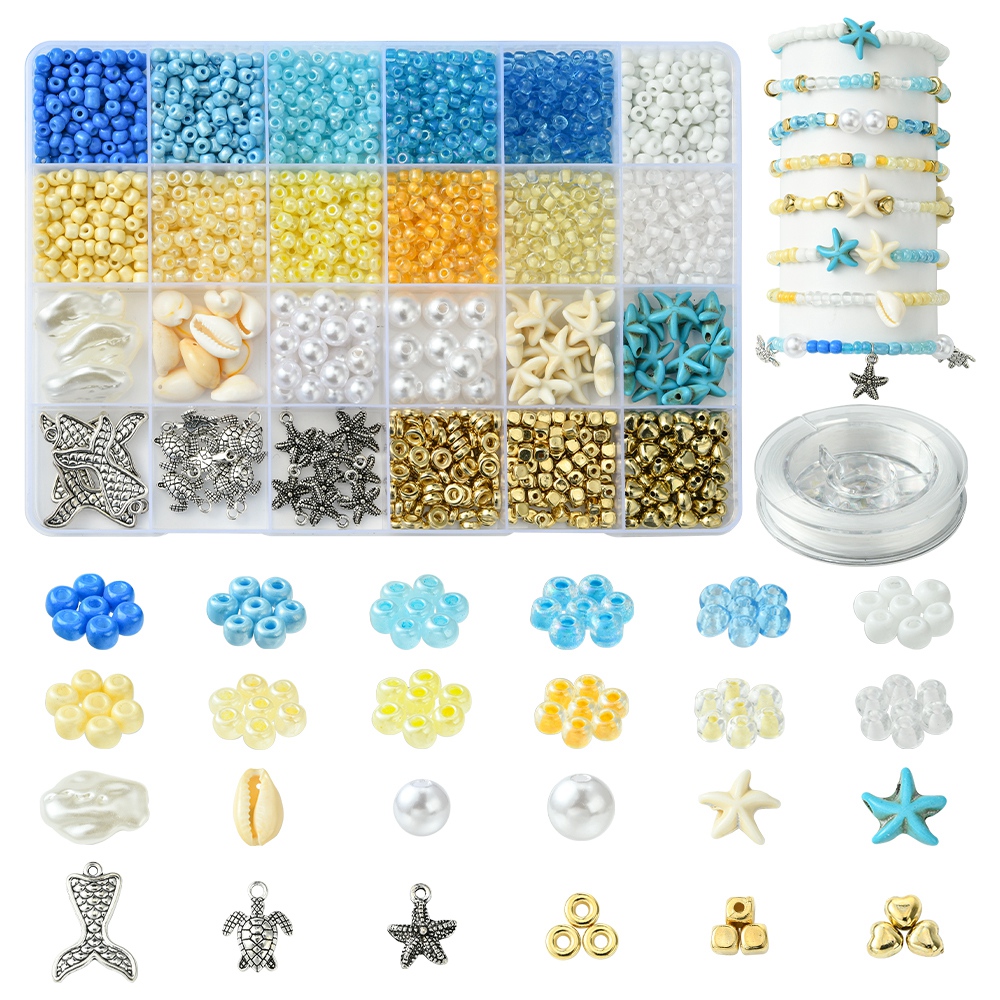 1 x DIY stretch sieraden maken set – ocean beach thema