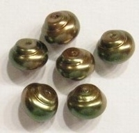 10x Glasparel slakkenhuisje Groen/brons 7 x 8mm gat: 1mm