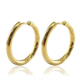 2 x  Roestvrij stalen (RVS) Stainless steel oorbellen creolen reversible 25mm Gold