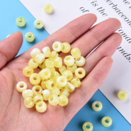 15 x Two tone acryl kralen rondellen 11 x 8 mm – gat 5 mm – Champagne Yellow