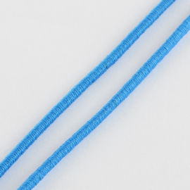 1 meter rond elastisch koord van rubber voorzien van een laagje stof 2mm Dodger Blue