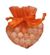 20 x luxe hartvormige organza zakjes 10cm x 8.75cm oranje (op is op!)