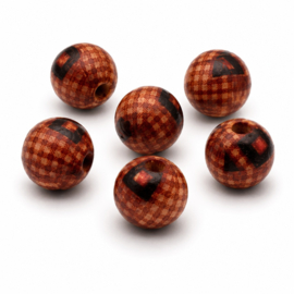 25 x Afrikaanse ronde houten kralen 8 x 9 mm – gat ca. 3 mm – handbeschilderd