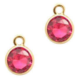 1 x DQ facethanger gekleurd Indian Pink- crystal-gold 7x10 mm