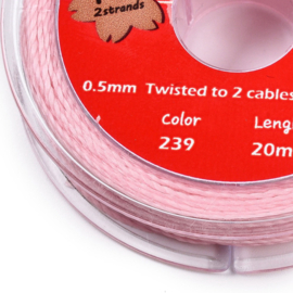 1 rol waxkoord katoen 0,5 mm – 20 meter – roze
