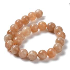10 x edelsteen kralen van Sunstone (Zonnesteen) – 10 mm – kleur oranje/brons – gat ca. 1 mm