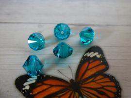 10 x Preciosa Kristal Bicone blue zircon  8mm  gat: 1mm