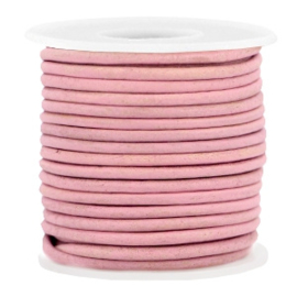 50cm  DQ leer rond 2 mm Peach  pink - vintage finish