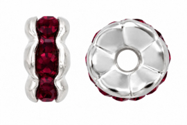 50 x Verzilverde kristal rondellen 7 mm – bordeaux rood