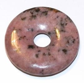 Edelsteen kraal Donut hanger Bedel 35mm Rhodoniet