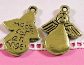 4 x Metalen bedel “Made for an angel” – goudkleur – 17,5 x 13 x 2 mm – oogje ca. 1,5 mm