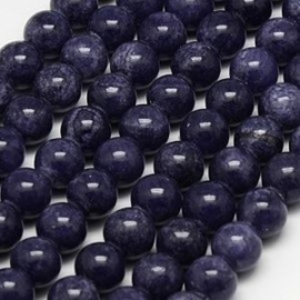 20 x  edelsteen kraal natuur Jade Indigo purple blue 6 mm (op is op)