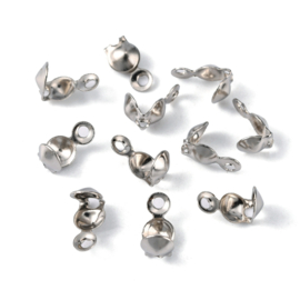 10 x platinum kleur kalotjes 8mm x 4mm Ø 1,5mm (Nikkelvrij)