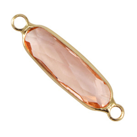 Tussenstukken van crystal glas langwerpig ovaal Pink-gold ca. 29x8mm (Ø1.8mm) (Nikkelvrij)