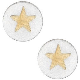 2 x Houten cabochon star 12mm Wit