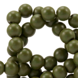 10 x 6 mm glaskraal half mat Army green