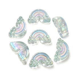 4x x  Acryl kralen UV Plated Regenboog Wolk mix 17 x 19 x 11mm gat: 3,5mm