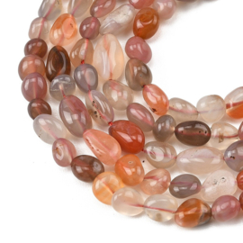 10 x Edelsteen kralen Agaat nugget ca. 6–12 x 5–8,5 x 4–8 mm – gat 0,8–1 mm – naturel