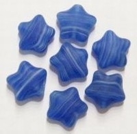 10 stuks Glaskraal ster mat kobald-blauw 10 mm