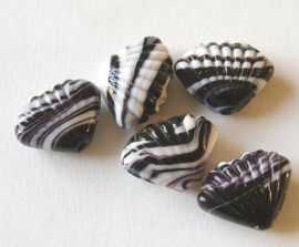 5 stuks Prachtige lampwork kraal in de vorm van een schelp 20 x 16 x 9mm Gat: 2mm