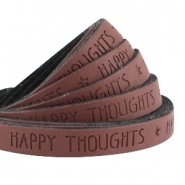 20 cm Plat imi leer 10mm met quote - Happy thoughts - Roast brown ♥