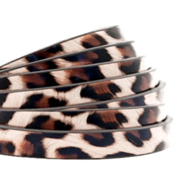 1 meter plat 5mm imi leer leopard print Vintage pink